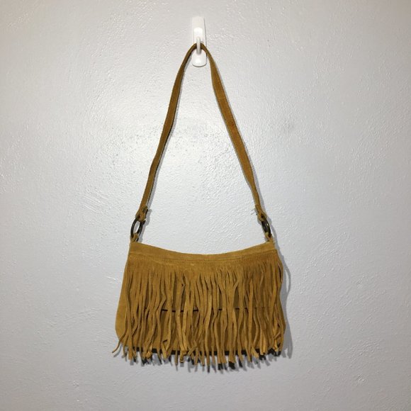 Boho Fringe Leather Purse, Suede Leather Bag with Fringe, Hippie Bag - Picture 9 of 12